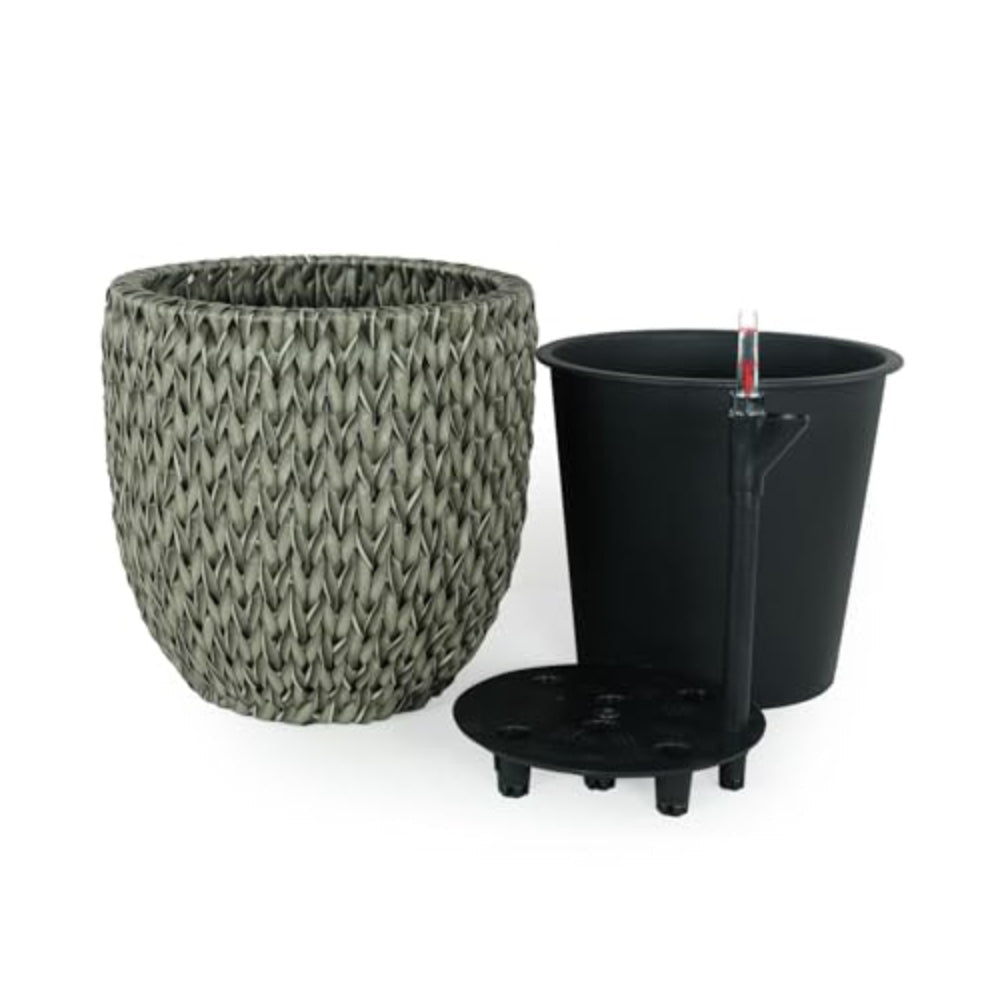 Wiki 15 Inch Self Watering Planter Handwoven Rattan Wicker Gray By Casagear Home BM314470