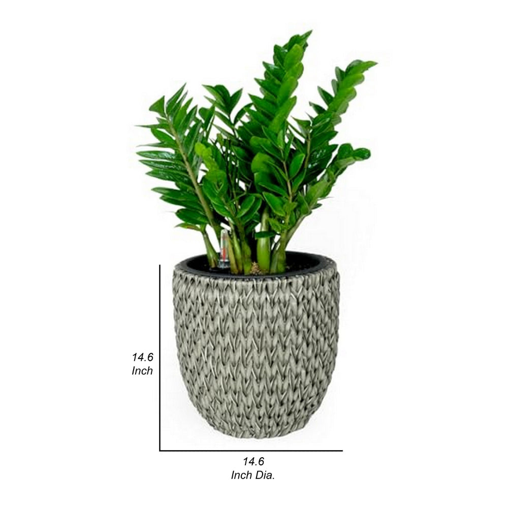 Wiki 15 Inch Self Watering Planter Handwoven Rattan Wicker Gray By Casagear Home BM314470