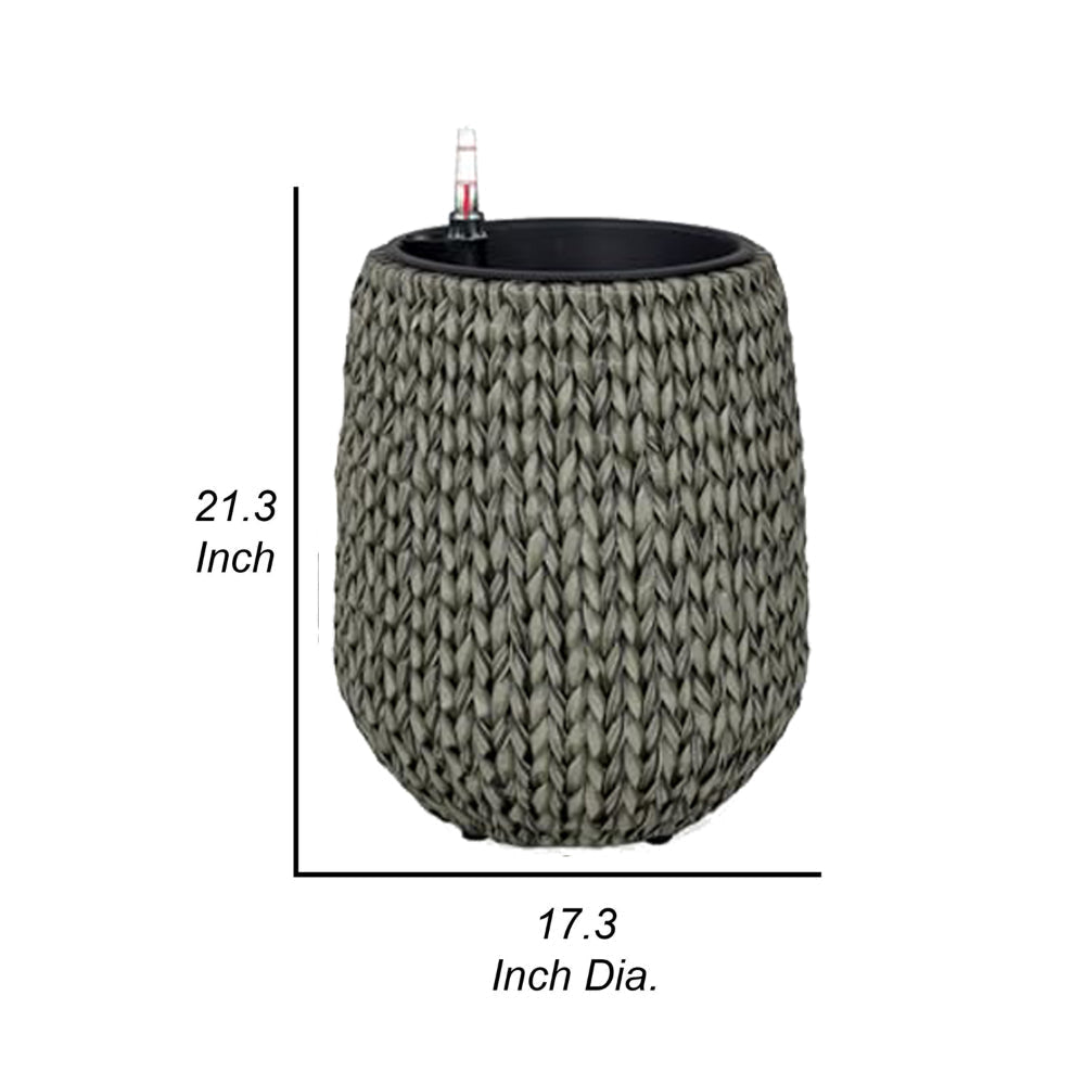 Wiki 21 Inch Self Watering Planter Handwoven Rattan Wicker Gray By Casagear Home BM314473