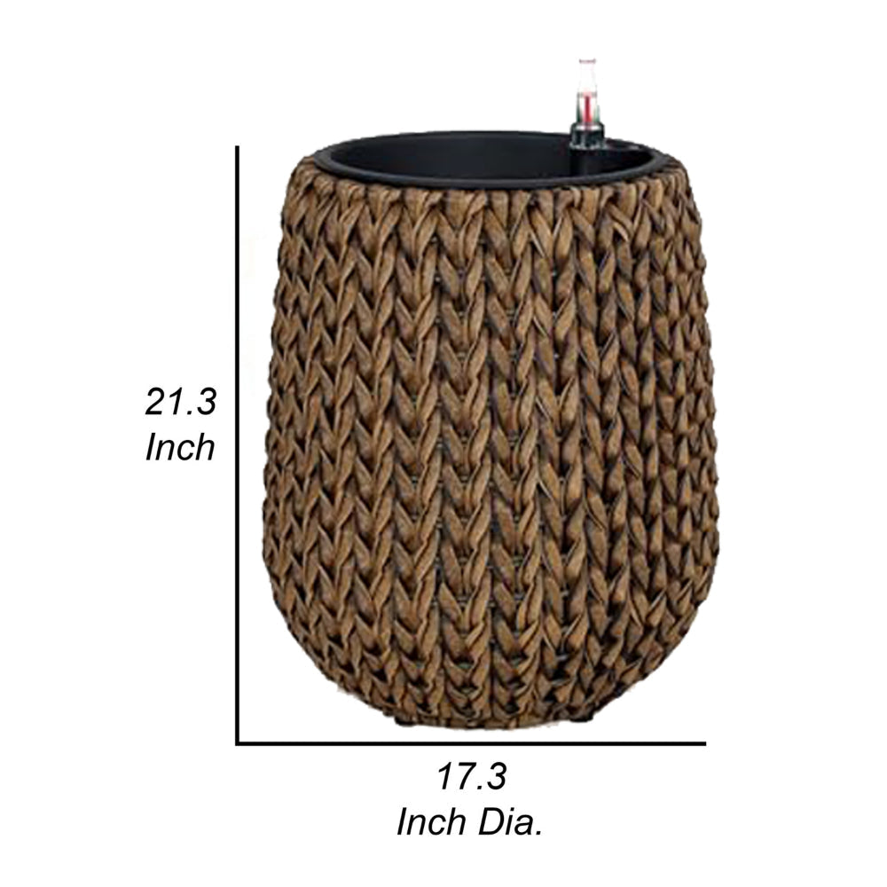 Wiki 21 Inch Self Watering Planter Handwoven Rattan Wicker Natural By Casagear Home BM314476