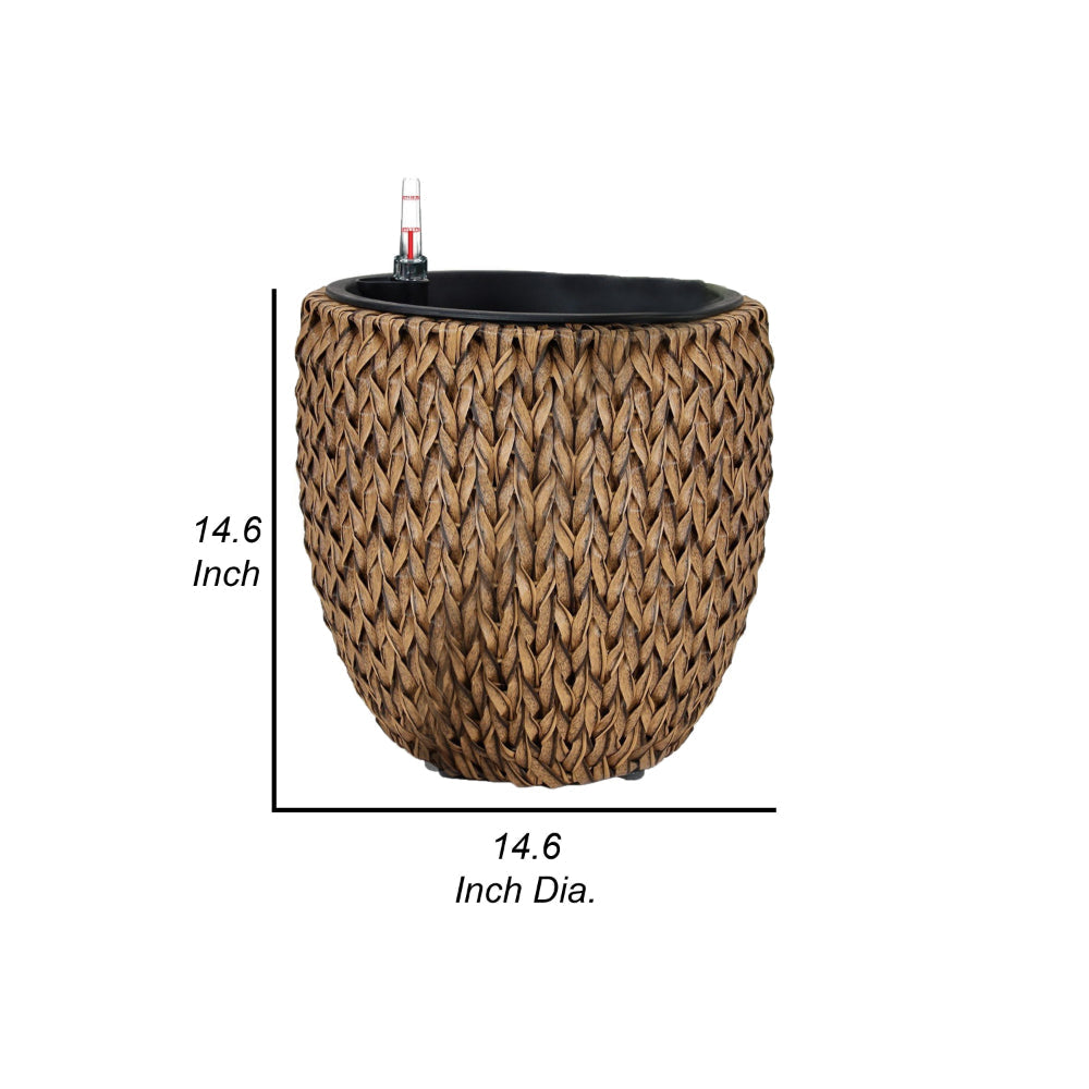 Wiki Self Watering Planter Set of 2 Handwoven Rattan Natural Brown By Casagear Home BM314478