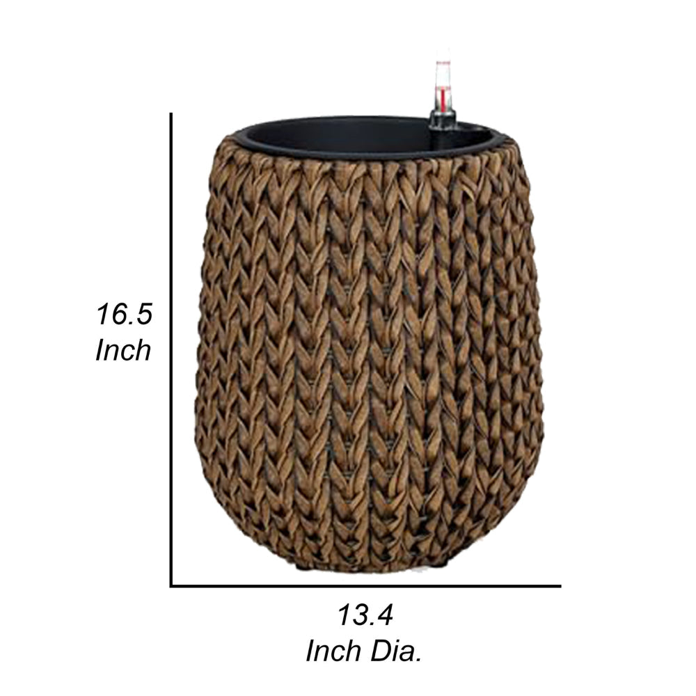 Wiki 17 Inch Self Watering Planter Handwoven Rattan Wicker Natural By Casagear Home BM314479