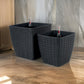 Self Watering Planter Set of 2 Handwoven Rattan Wicker Dark Gray By Casagear Home BM314481