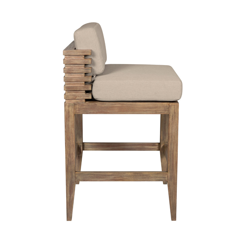 Hida 28 Inch Outdoor Patio Counter Stool Chair Taupe Olefin Cushions By Casagear Home BM314486