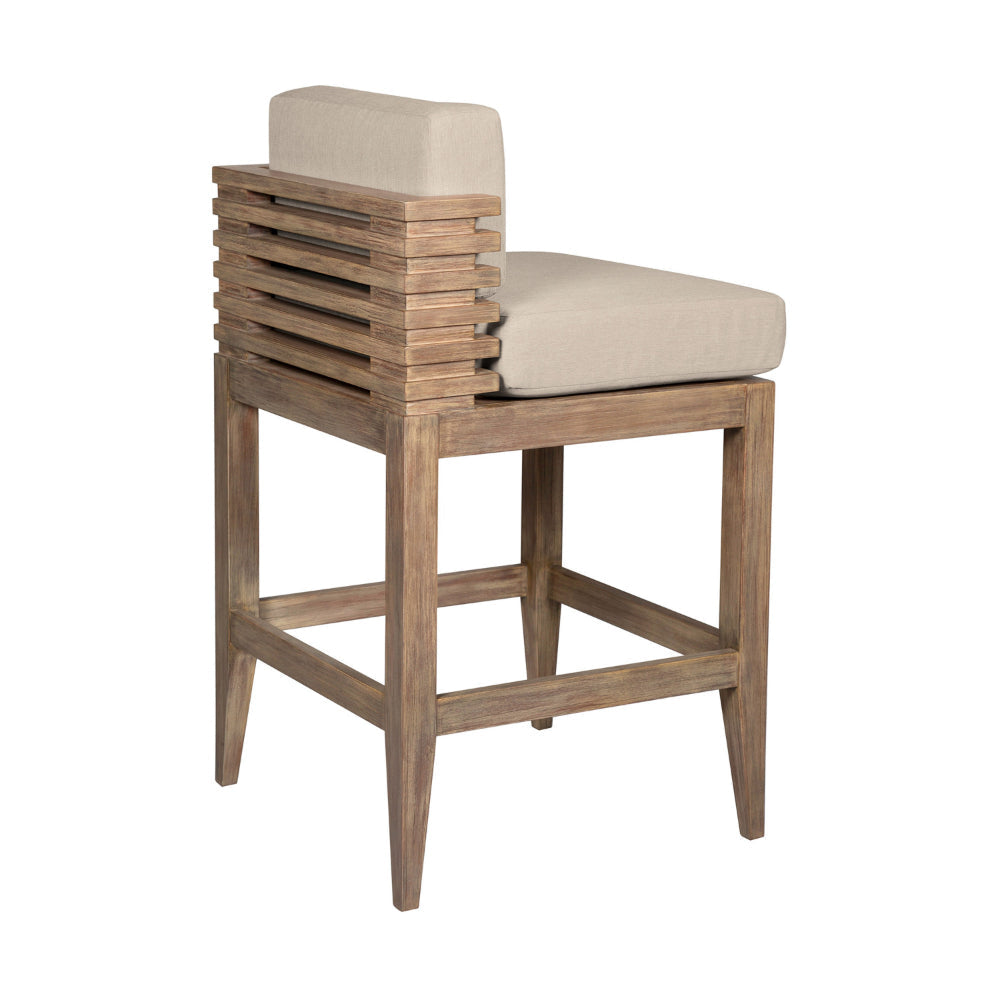 Hida 28 Inch Outdoor Patio Counter Stool Chair Taupe Olefin Cushions By Casagear Home BM314486