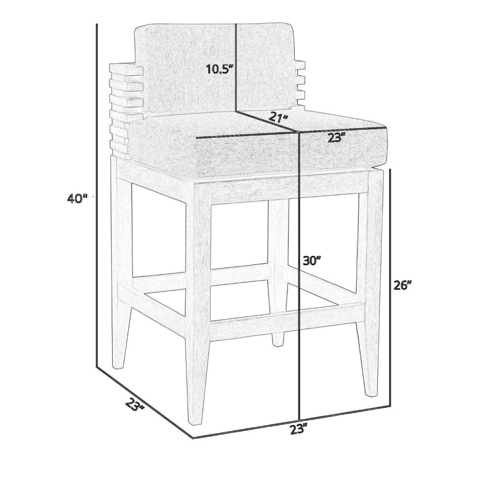 Hida 30 Inch Outdoor Patio Barstool Chair Taupe Olefin Cushions Wood By Casagear Home BM314487