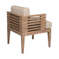 Hida 24 Inch Outdoor Patio Dining Chair Ridged Brown Wood Olefin Cushions By Casagear Home BM314489