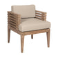 Hida 24 Inch Outdoor Patio Dining Chair, Ridged Brown Wood, Olefin Cushions By Casagear Home