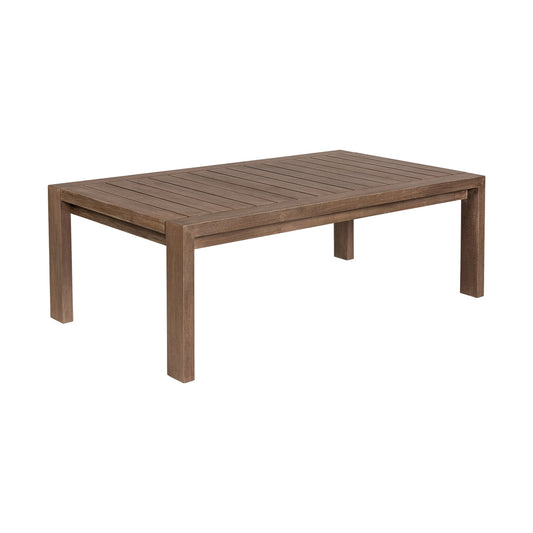 Sol 52 Inch Outdoor Coffee Table, Slatted Top, Weathered Eucalyptus Wood By Casagear Home