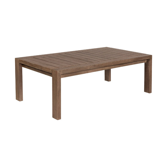 Sol 52 Inch Outdoor Coffee Table, Slatted Top, Weathered Eucalyptus Wood By Casagear Home