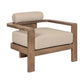 Sol 33 Inch Outdoor Patio Accent Chair Brown Wood Beige Olefin Cushions By Casagear Home BM314491