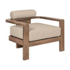 Sol 33 Inch Outdoor Patio Accent Chair, Brown Wood, Beige Olefin Cushions By Casagear Home