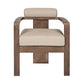 Sol 25 Inch Outdoor Patio Dining Chair Brown Wood Beige Olefin Cushions By Casagear Home BM314492