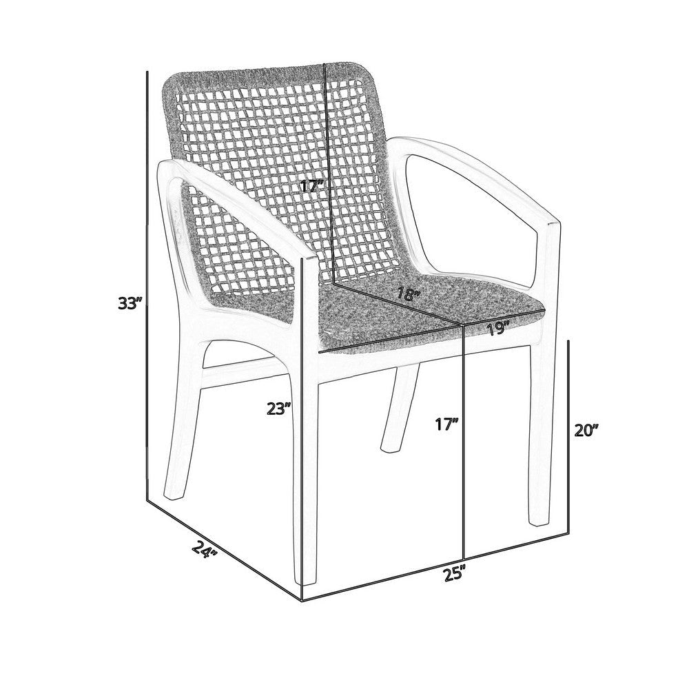 Tira 25 Inch Outdoor Patio Dining Chair Brown Eucalyptus Frame Woven Rope By Casagear Home BM314494