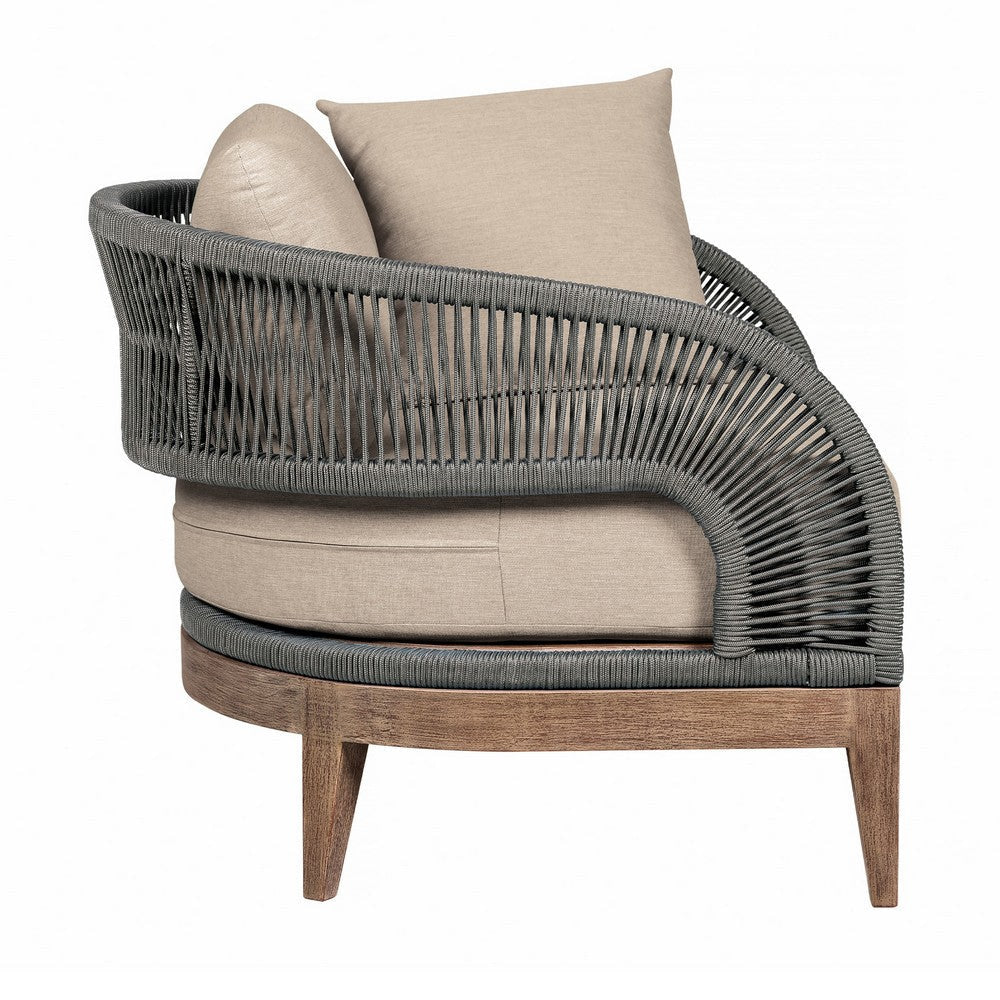 Kimi 33 Inch Outdoor Patio Accent Chair Olefin Cushions Gray Woven Rope By Casagear Home BM314499