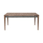 Kimi 65 Inch Outdoor Dining Table Brown Eucalyptus Wood Woven Rope Apron By Casagear Home BM314500