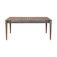 Kimi 65 Inch Outdoor Dining Table Brown Eucalyptus Wood Woven Rope Apron By Casagear Home BM314500