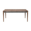 Kimi 65 Inch Outdoor Dining Table Brown Eucalyptus Wood Woven Rope Apron By Casagear Home BM314500