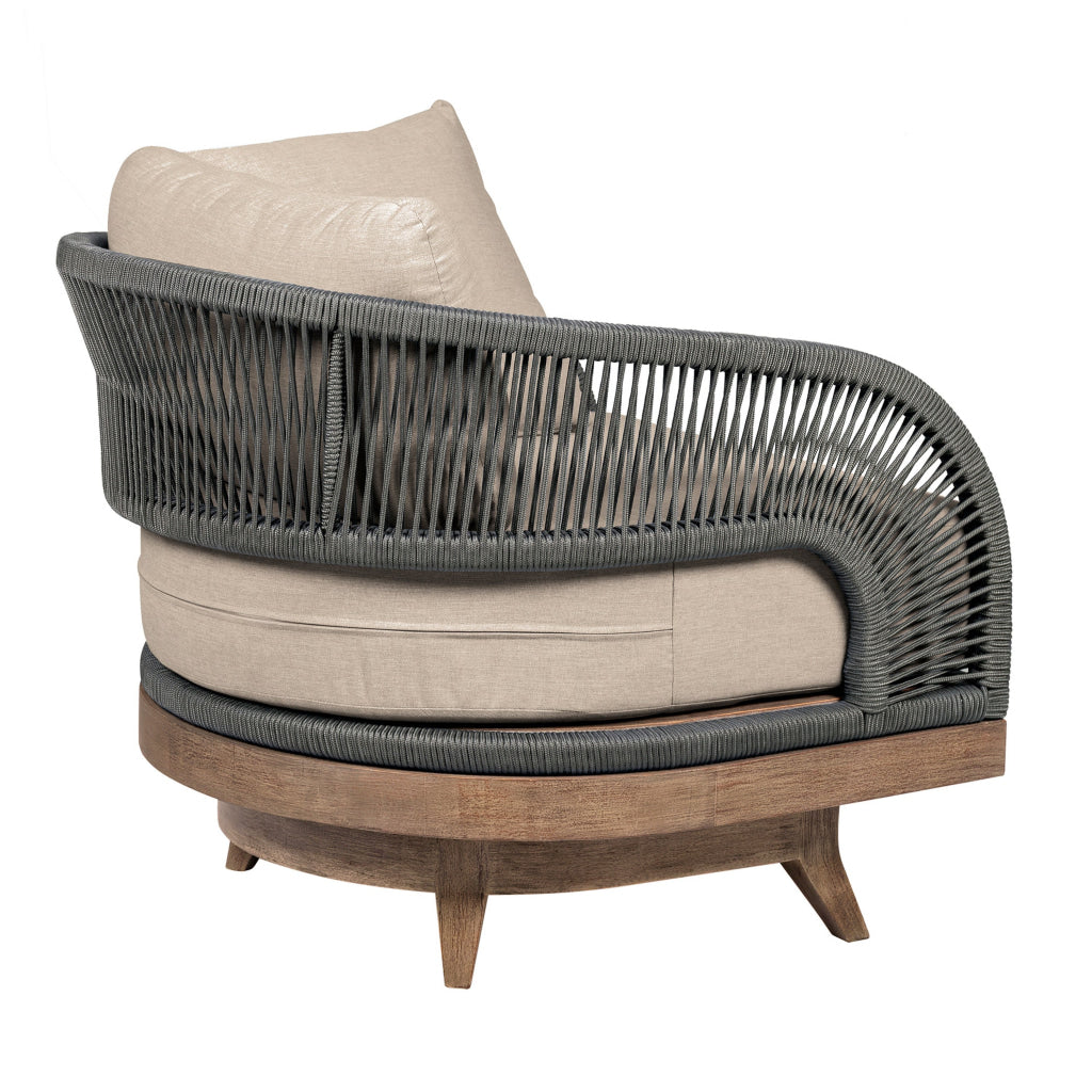 Kimi 33 Inch Outdoor Patio Swivel Accent Chair Olefin Gray Woven Rope By Casagear Home BM314501