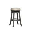 Opi 30 Inch Swivel Barstool Round Weathered Gray Faux Leather and Wood By Casagear Home BM314504