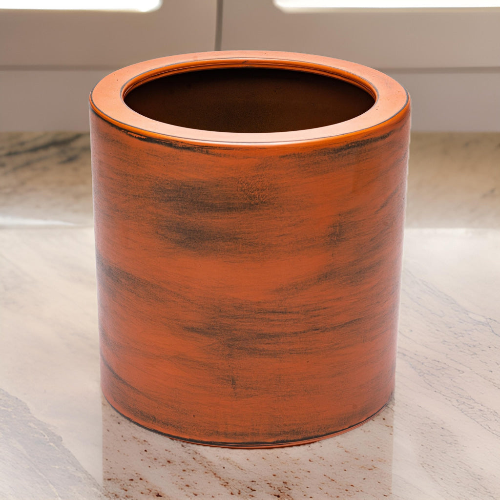 8 Inch Self Watering Planter Painted Plastic Body Round Top Warm Brown By Casagear Home BM314516