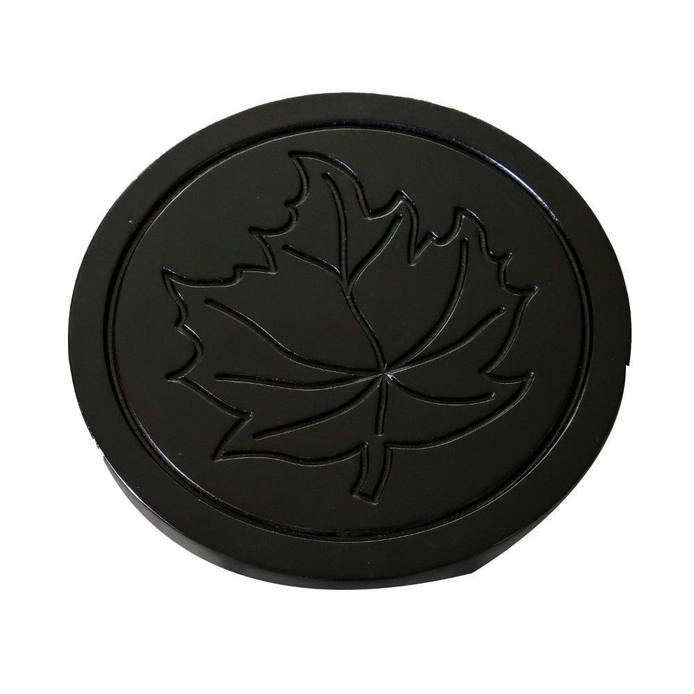 Sidi 11 Inch Step Stool Footrest Wood Maple Leaf Print Round Dark Brown By Casagear Home BM314518