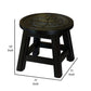 Sidi 11 Inch Step Stool Footrest Wood Maple Leaf Print Round Dark Brown By Casagear Home BM314518