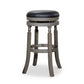 Opi 30 Inch Swivel Barstool Black Bonded Leather Weathered Gray Solid Wood By Casagear Home BM314521