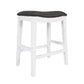 Ani 25 Inch Counter Stool Set of 2 Gray Faux Leather Saddle Seat White By Casagear Home BM314523