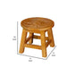 11 Inch Step Stool Footrest Round Wood Carved Floral Print Natural Brown By Casagear Home BM314529