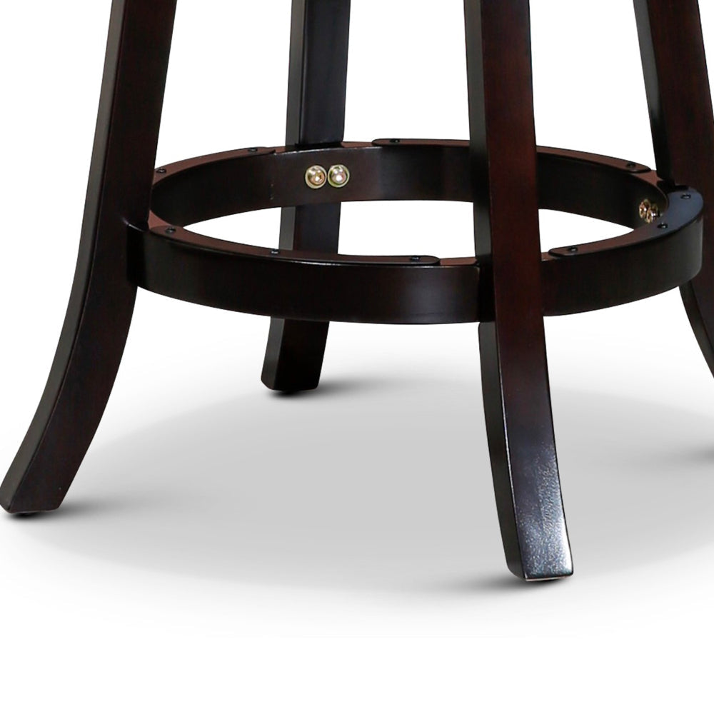 Opi 24 Inch Swivel Counter Stool Black Bonded Leather Espresso Brown Wood By Casagear Home BM314530