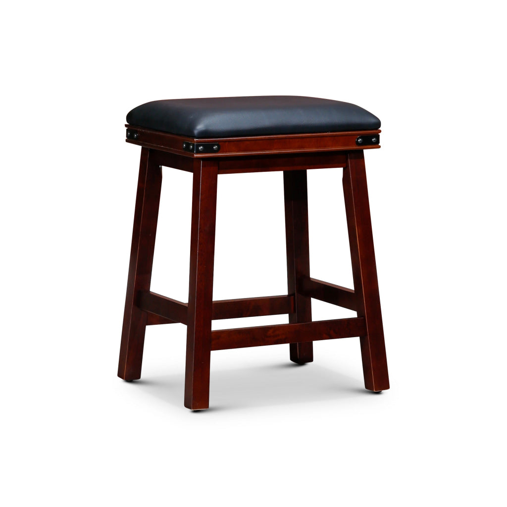 Nio 24 Inch Swivel Counter Stool Black Bonded Leather Espresso Brown Wood By Casagear Home BM314531