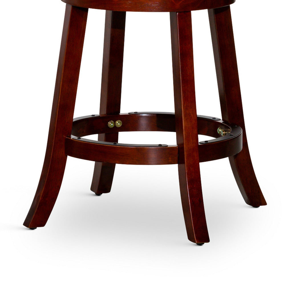 Opi 24 Inch Swivel Counter Stool Dark Gray Fabric Cherry Brown Solid Wood By Casagear Home BM314541