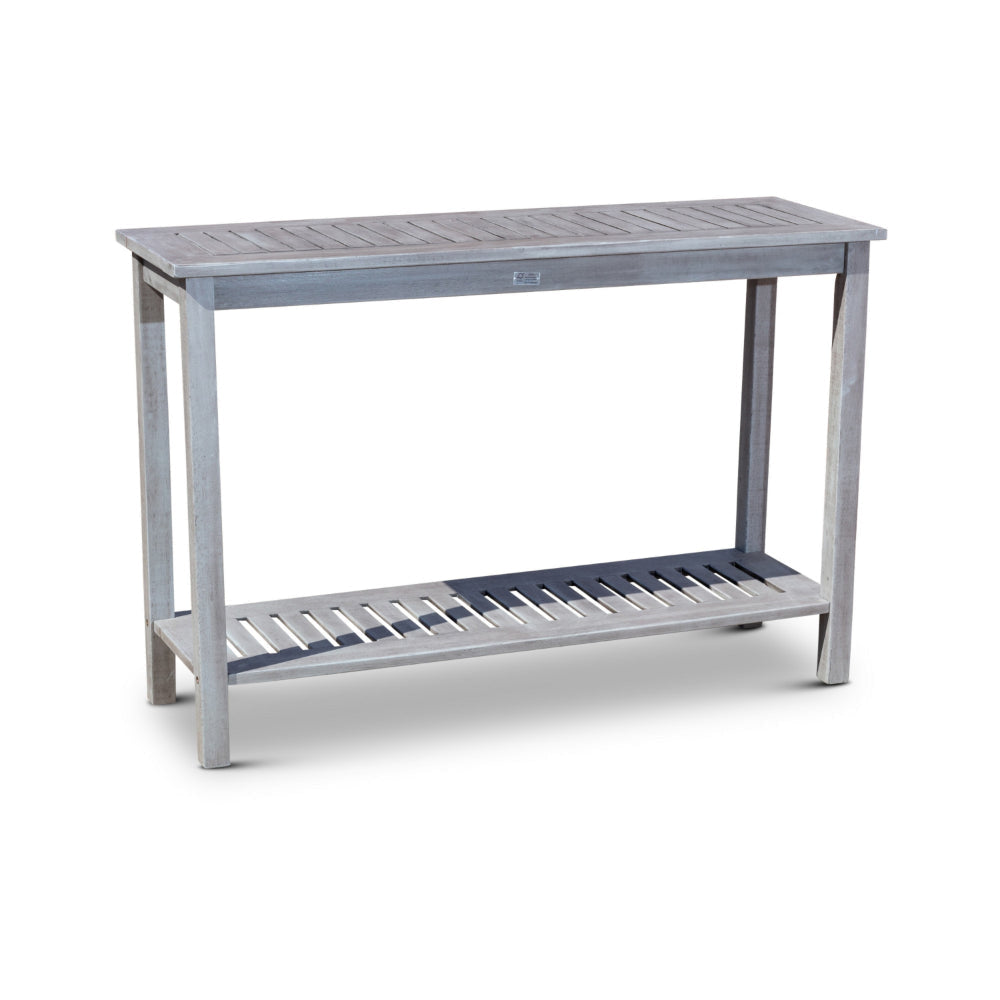 48 Inch Console Table, 2 Shelves, Slatted Design, Eucalyptus Silver Gray By Casagear Home