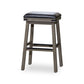 Nio 30 Inch Barstool Saddle Black Bonded Leather Weathered Gray Solid Wood By Casagear Home BM314546