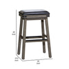 Nio 30 Inch Barstool Saddle Black Bonded Leather Weathered Gray Solid Wood By Casagear Home BM314546