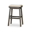 Nio 30 Inch Barstool Cushioned Bonded Leather Weathered Gray Solid Wood By Casagear Home BM314548