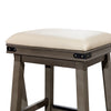 Nio 30 Inch Barstool Cushioned Bonded Leather Weathered Gray Solid Wood By Casagear Home BM314548