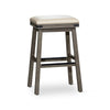 Nio 30 Inch Barstool, Cushioned Bonded Leather, Weathered Gray Solid Wood By Casagear Home