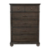 Carny 51 Inch Tall Dresser Chest 5 Drawers Bronze Handles Brushed Brown By Casagear Home BM314550