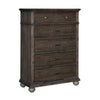 Carny 51 Inch Tall Dresser Chest, 5 Drawers, Bronze Handles, Brushed Brown By Casagear Home