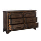 Amey 61 Inch Wide Dresser 6 Drawers with Bar Handles Rustic Brown Wood By Casagear Home BM314552