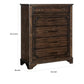 Amey 53 Inch Tall Dresser Chest 5 Drawers Bar Handles Rustic Brown Wood By Casagear Home BM314553