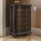 Joni 58 Inch Tall Dresser Chest, 5 Drawers, Faux Crystal Knobs, Dark Brown By Casagear Home