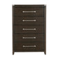 Bery 54 Inch Tall Dresser Chest 5 Drawers Metal Handles Dark Brown By Casagear Home BM314557