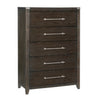 Bery 54 Inch Tall Dresser Chest, 5 Drawers, Metal Handles, Dark Brown By Casagear Home