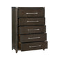 Bery 54 Inch Tall Dresser Chest 5 Drawers Metal Handles Dark Brown By Casagear Home BM314557