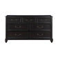 Vix 64 Inch Wide Dresser 7 Molded Trim Drawers Pewter Drop Handles Black By Casagear Home BM314559