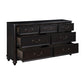 Vix 64 Inch Wide Dresser 7 Molded Trim Drawers Pewter Drop Handles Black By Casagear Home BM314559