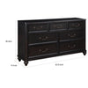 Vix 64 Inch Wide Dresser 7 Molded Trim Drawers Pewter Drop Handles Black By Casagear Home BM314559